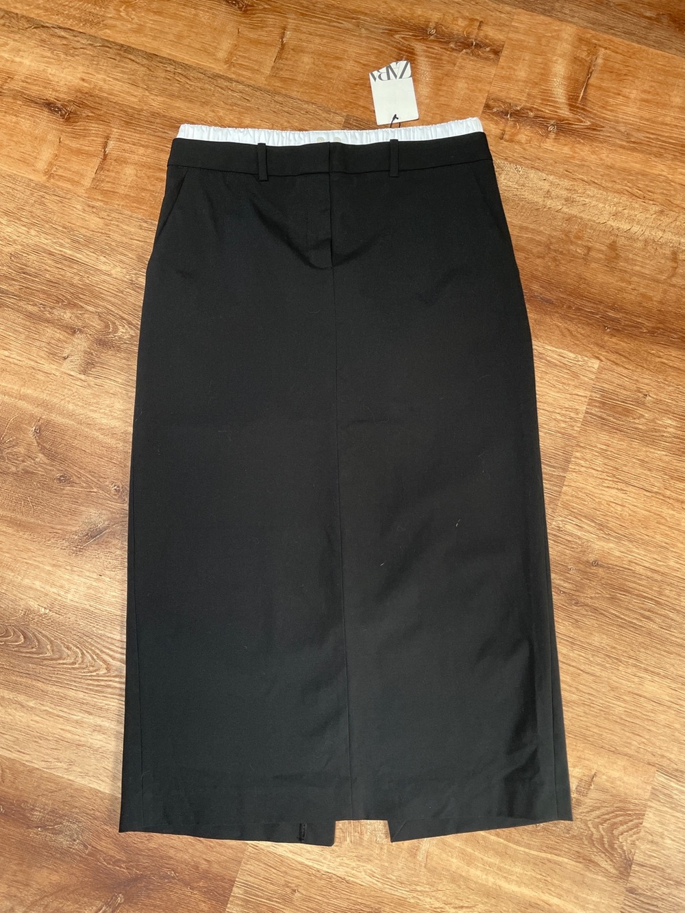 Zara Peakaboo Boxers Pencil Skirt Size Medium Black Layering Casual NEW NWT